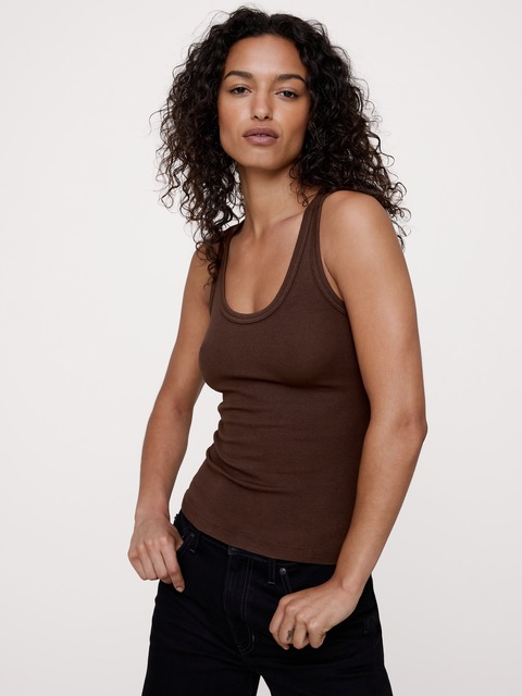 CAMISOLE À ENCOLURE DÉGAGÉE EN TRICOT CÔTELÉ
