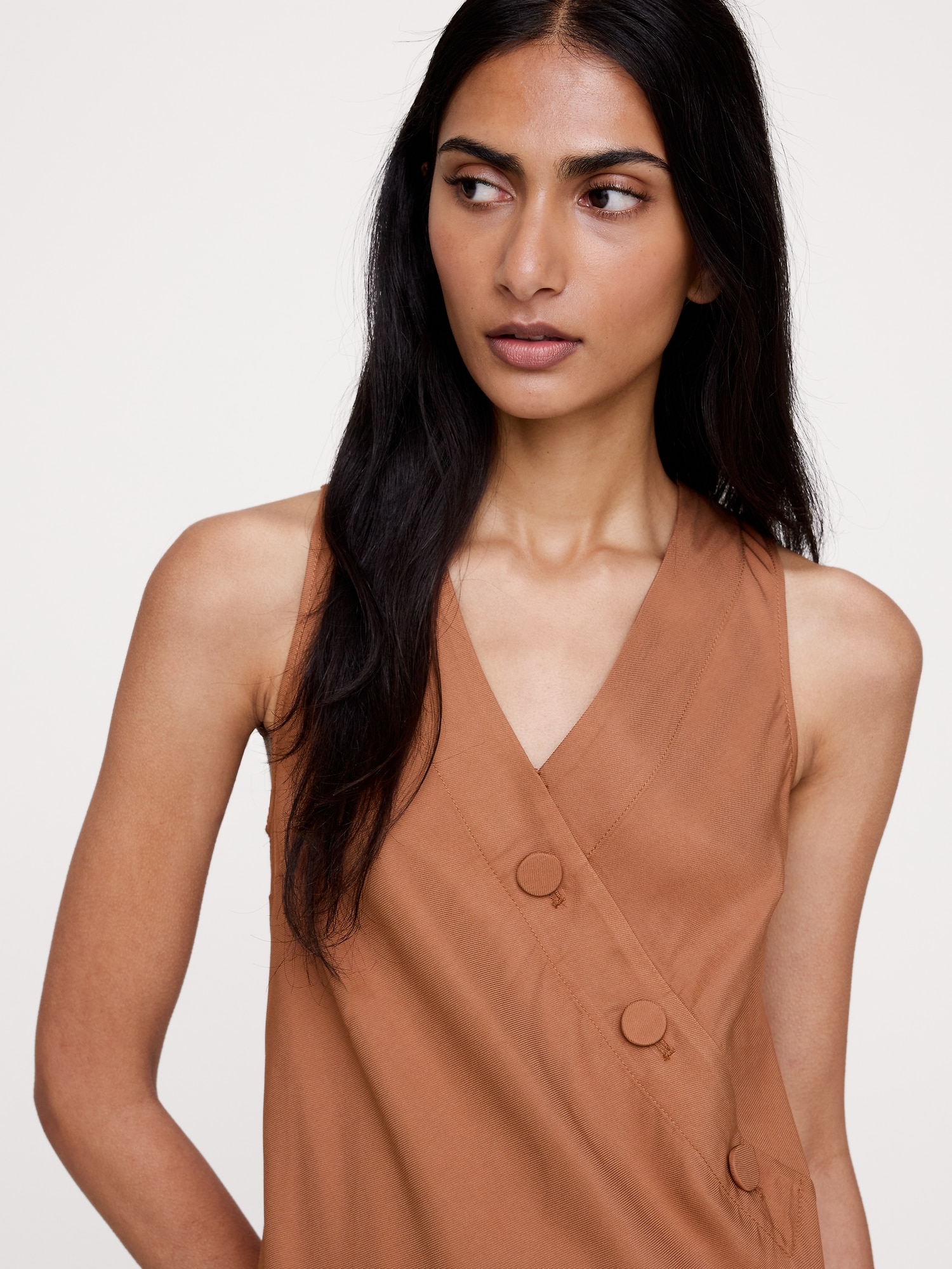 Image number 7 showing, Drapey Twill Buttoned Midi Dress