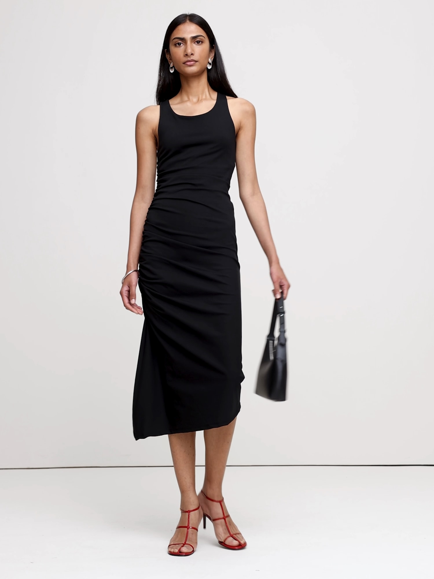 Ruched Jersey Midi Dress