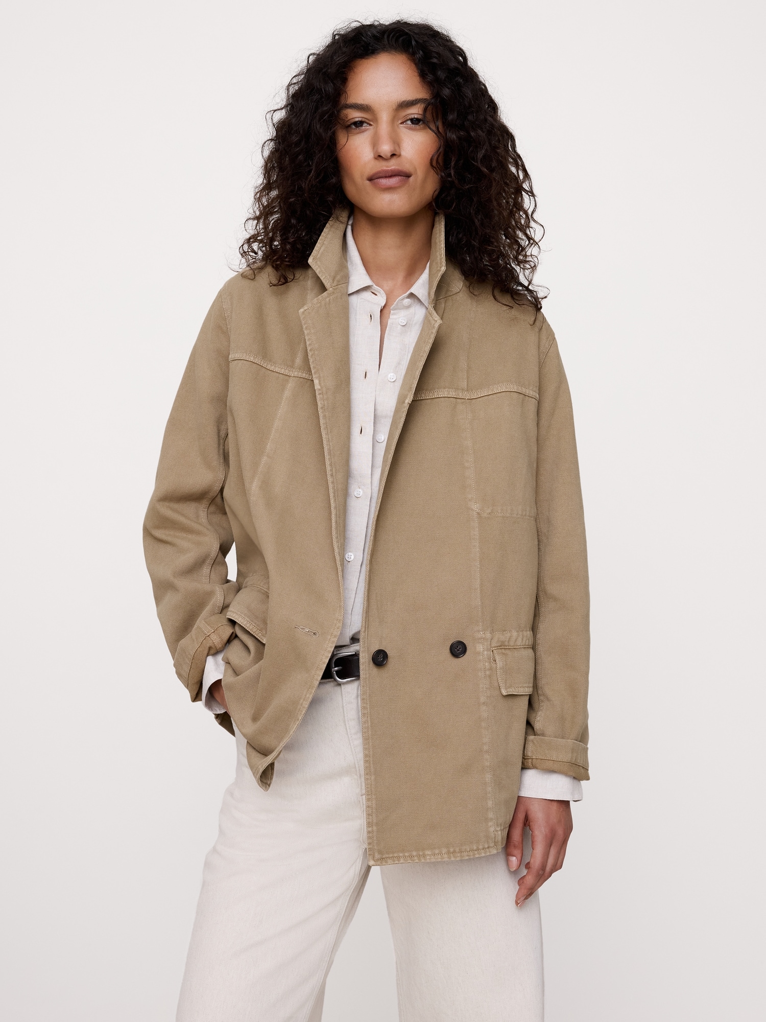 Cotton-Linen Utility Blazer