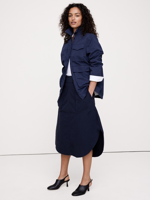 JUPE MI-LONGUE UTILITAIRE EN TOILE DE COTON