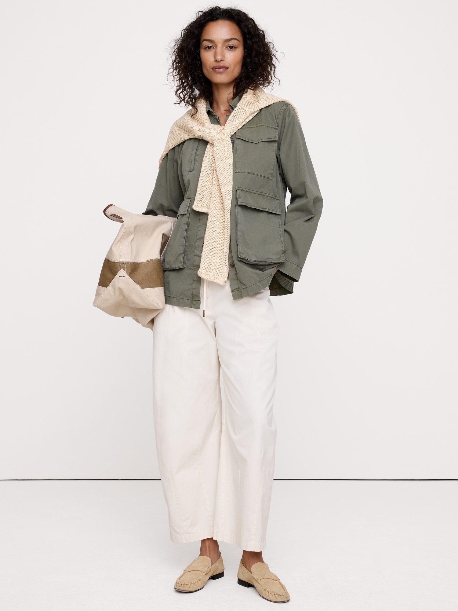L'image numéro 6 présente Veste-chemise en sergé de coton