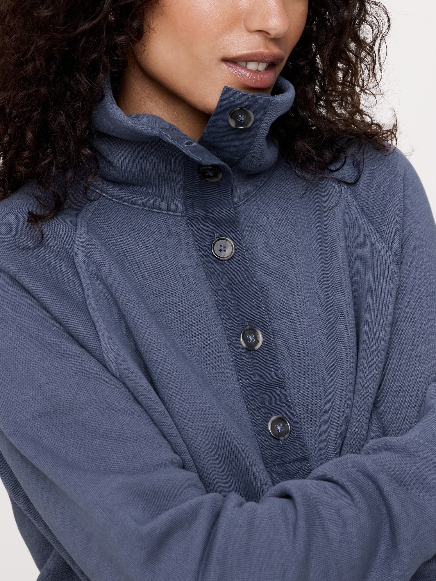 French Terry Stand-Collar Sweatshirt