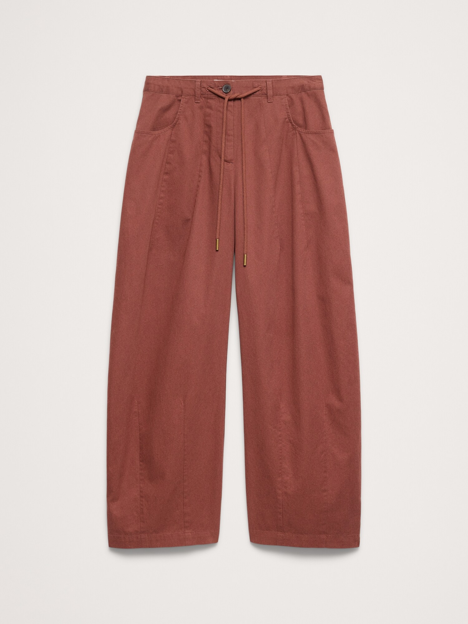 L'image numéro 5 présente Pantalon coupe baril taille mi-basse en popeline de coton
