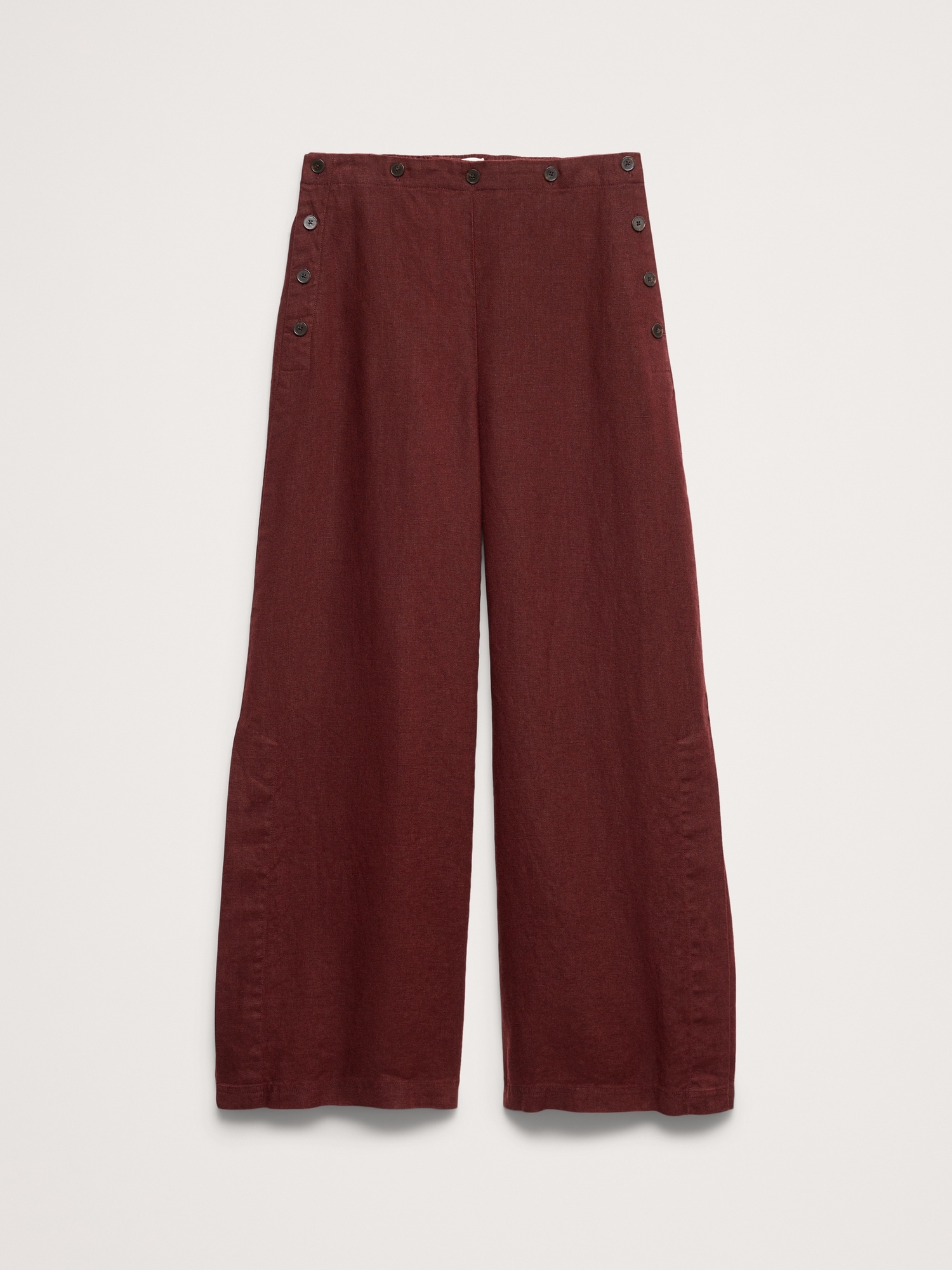 Image number 5 showing, High-Rise Wide-Leg Linen Pull-On Sailor Pant