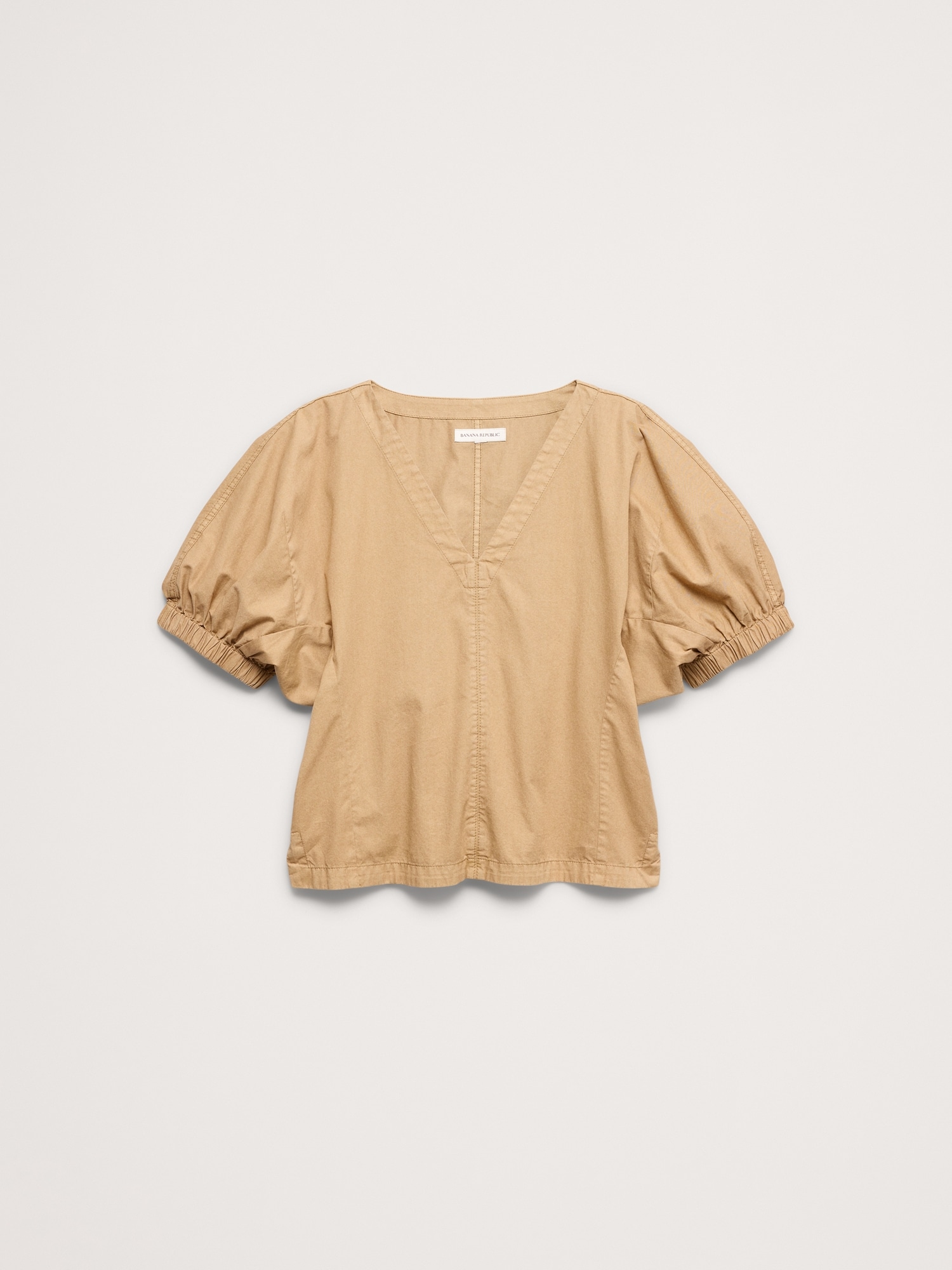 Image number 7 showing, Cotton Twill Puff-Sleeve Top