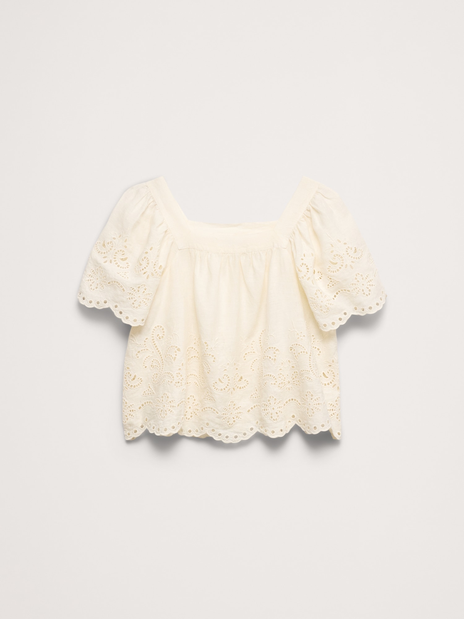 Image number 7 showing, Linen Eyelet Square-Neck Top