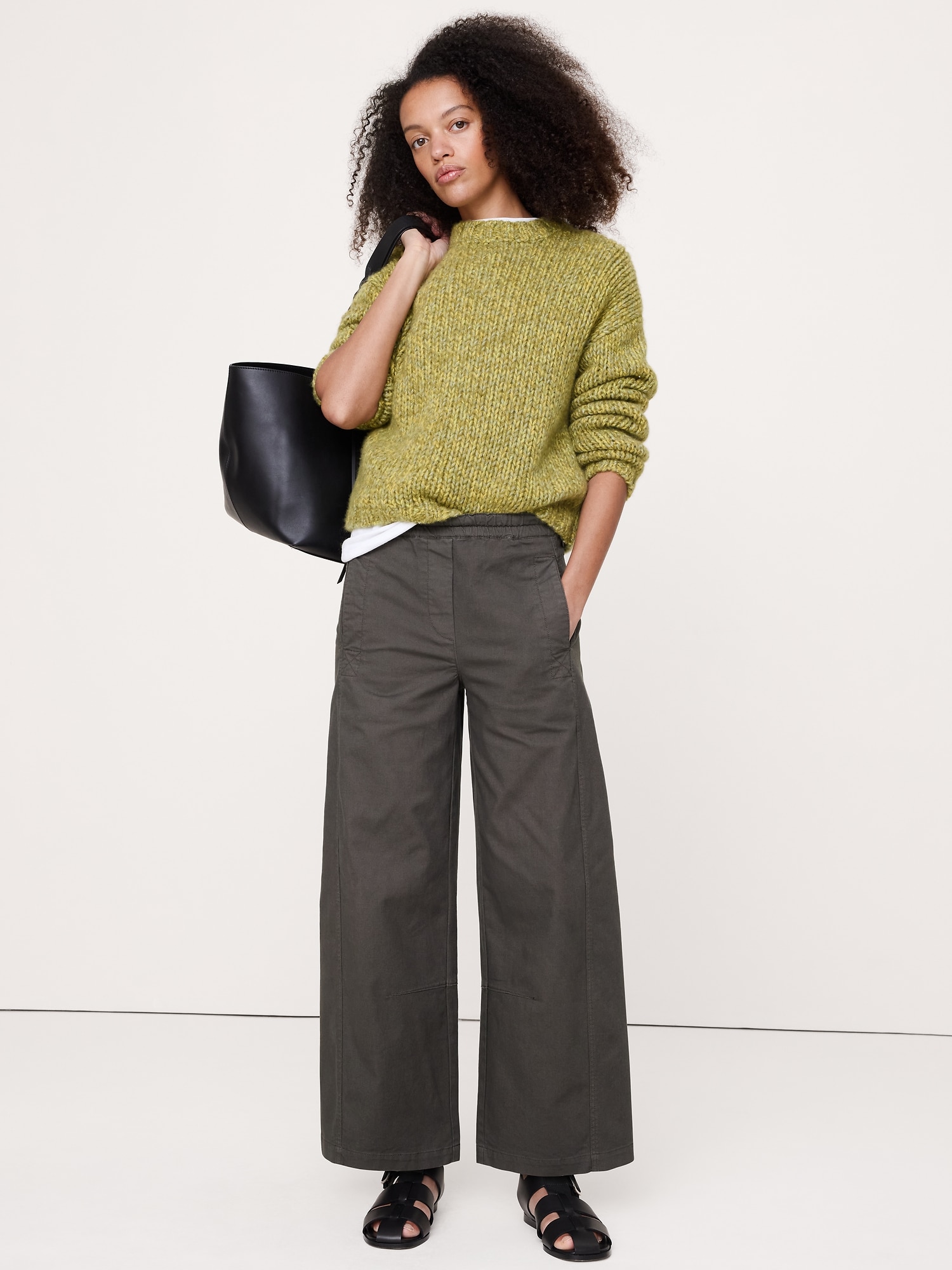 L'image numéro 1 présente Pantalon de peintre décontracté à taille mi-basse extensible