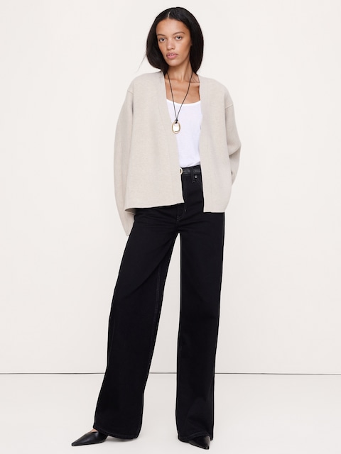 CARDIGAN À CEINTURE EN LAINE FEUTRÉE