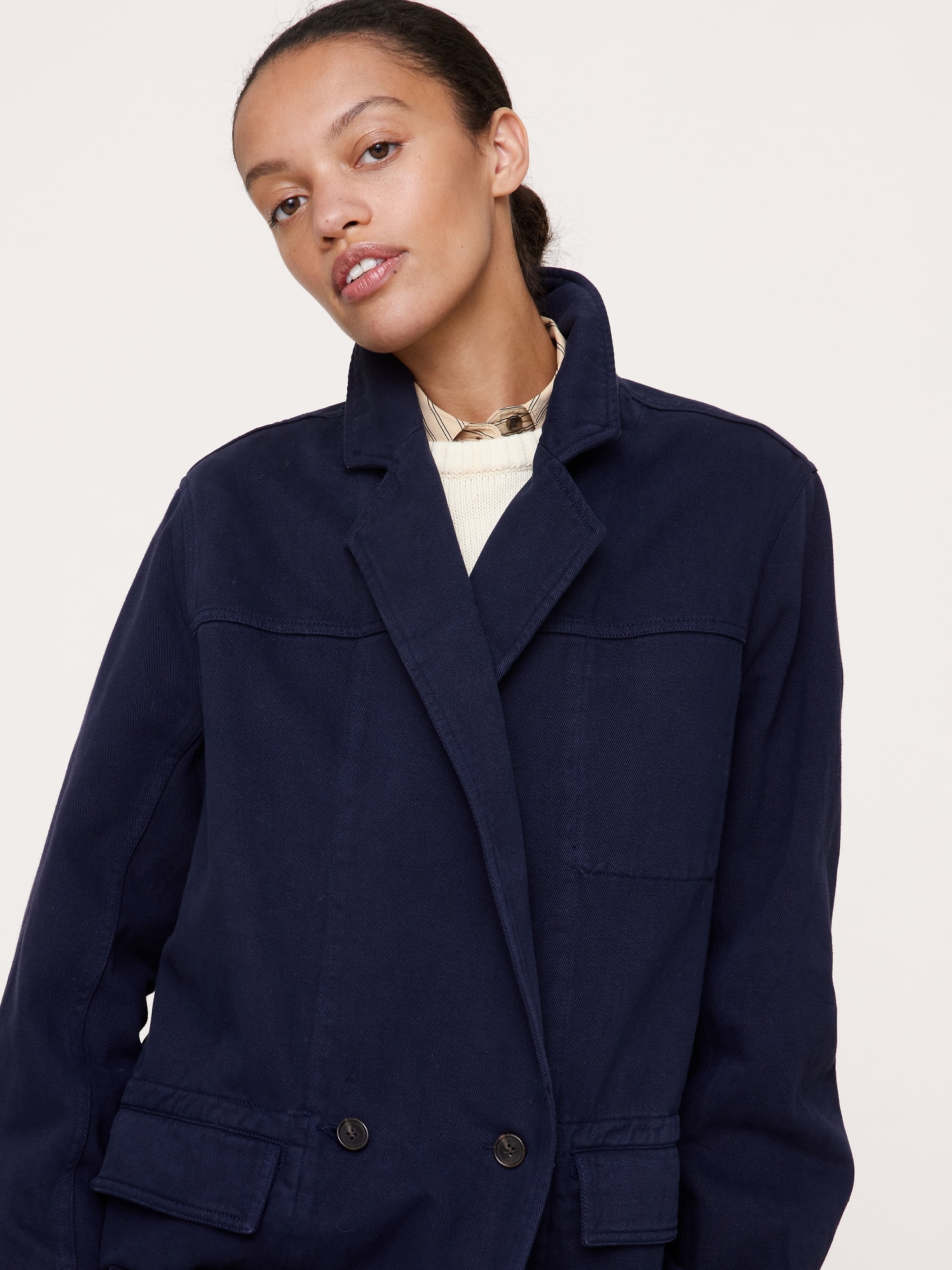Cotton-Linen Utility Blazer