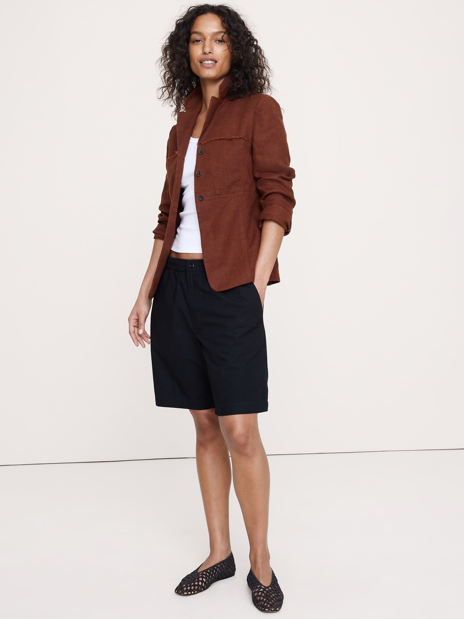 L'image numéro 5 présente Blazer en lin à franges