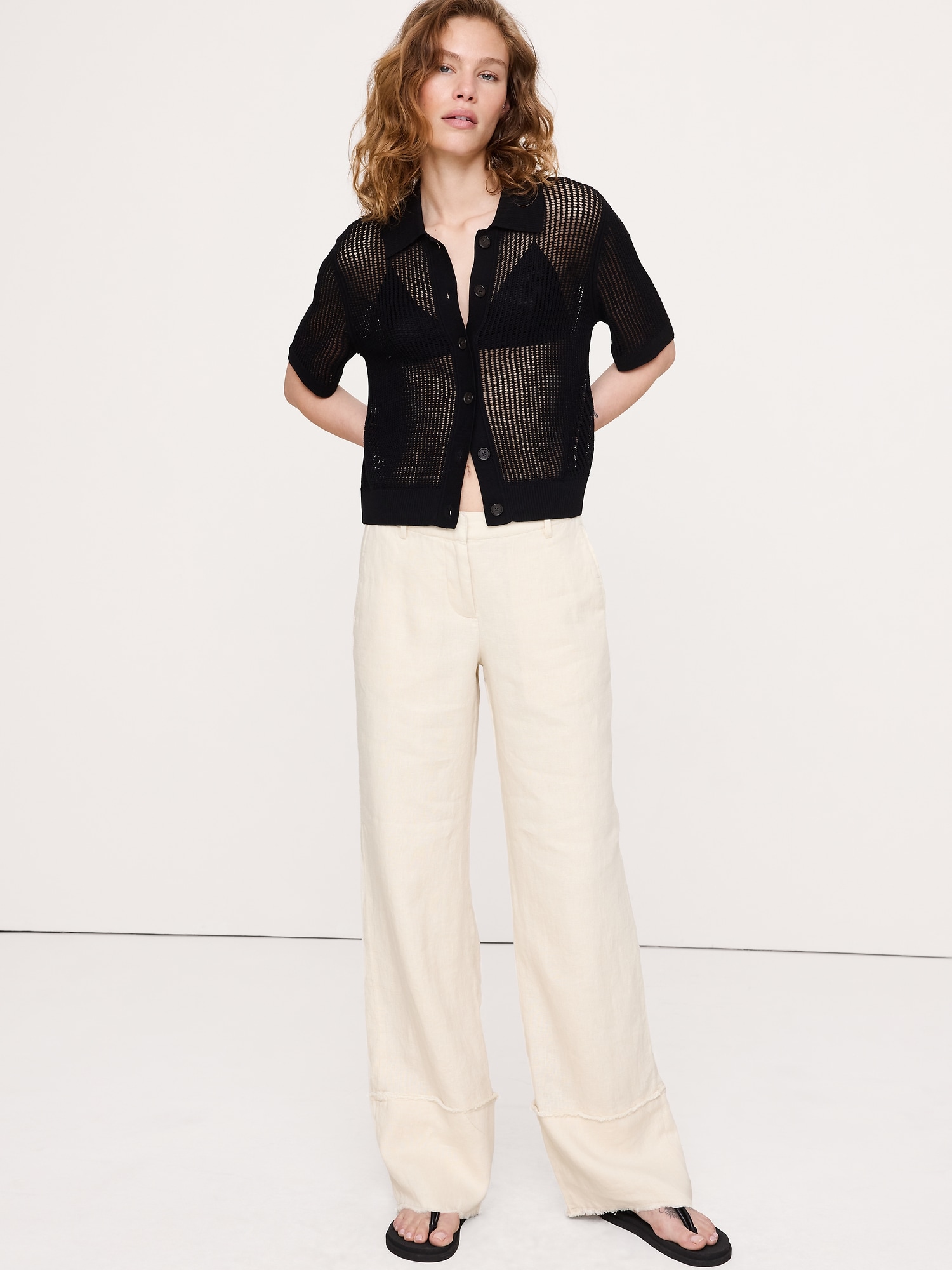 Image number 5 showing, The Everyday Wide-Leg Pant in Fringe-Hem Linen