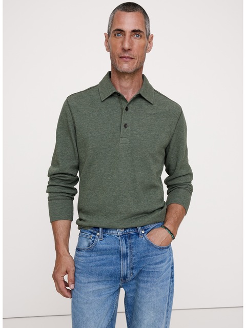 POLO EN TRICOT DOUBLE DE FIL FLAMMÉ