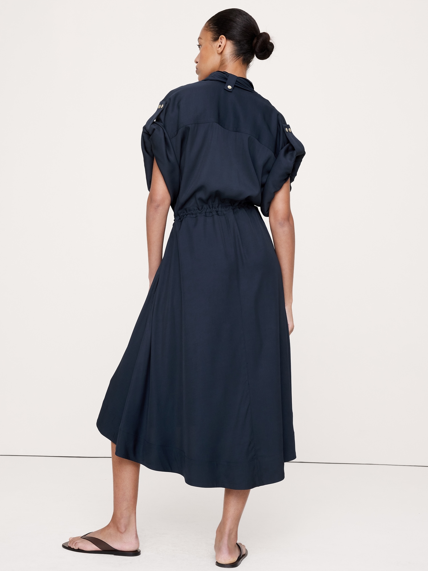 Image number 5 showing, Drapey Twill Midi Shirt Dress