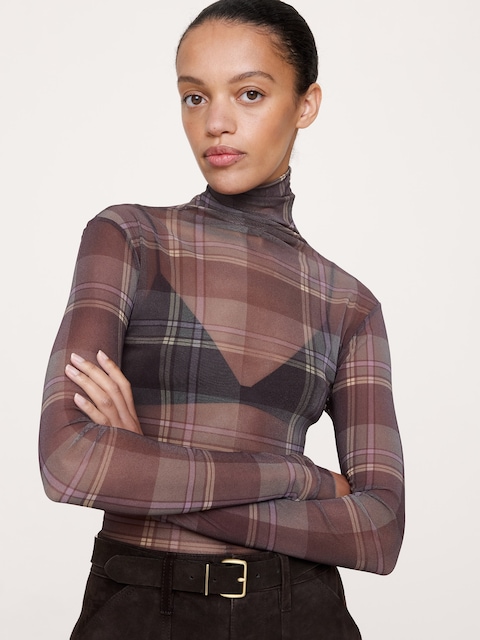 Mesh Turtleneck Top