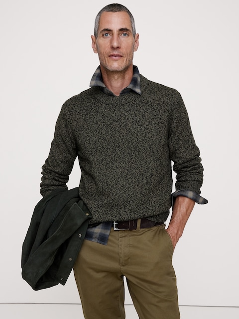 Marled Cotton-Cashmere Crew-Neck Sweater