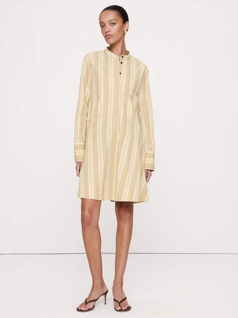 ROBE-CHEMISIER TRAPÈZE COURTE EN COTON
