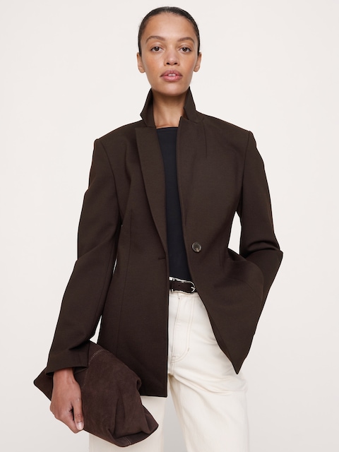 BLAZER TOUT-ALLER AJUSTÉ EN TRICOT POINT DE ROME