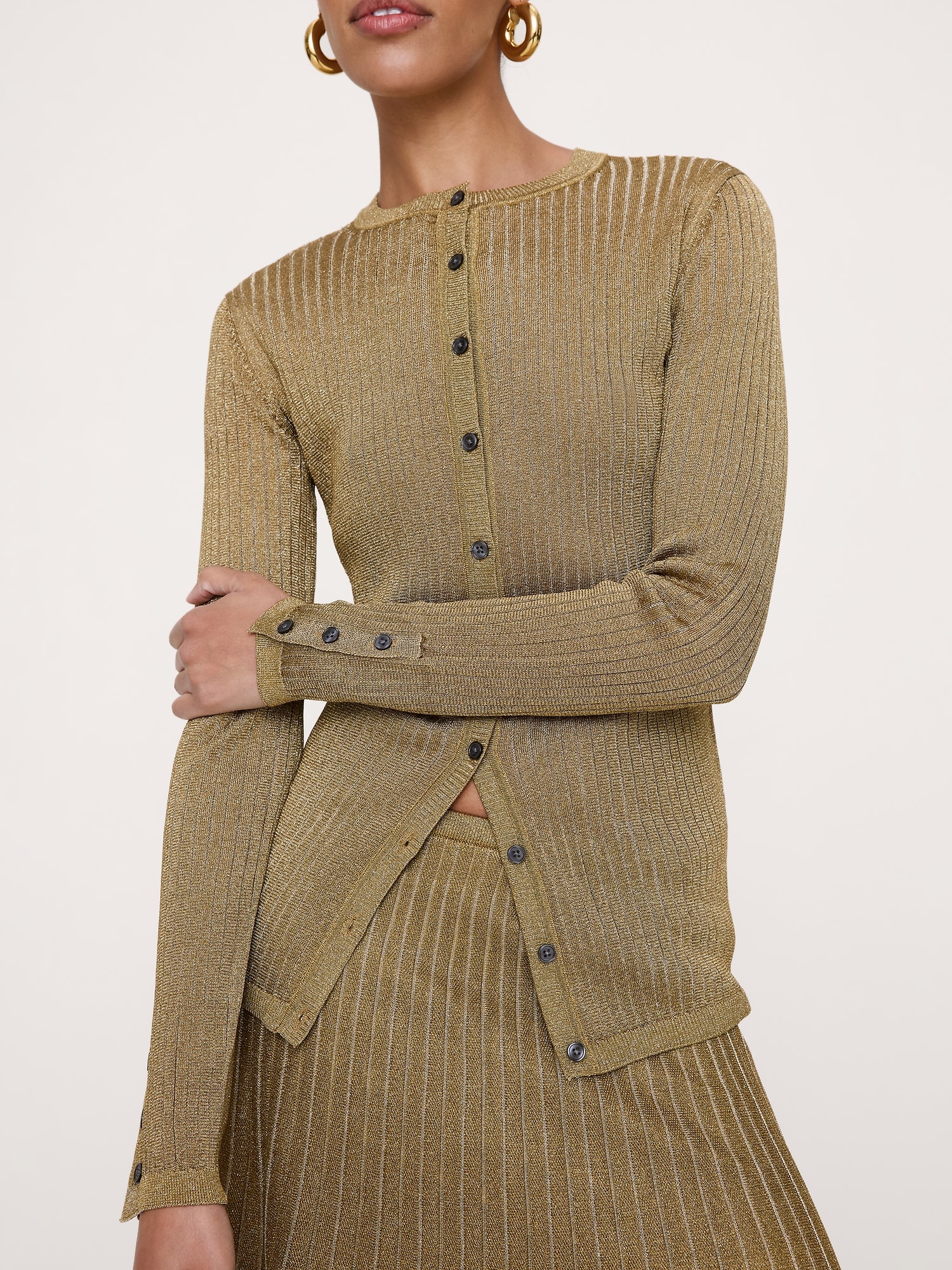 Metallic Cardigan Sweater