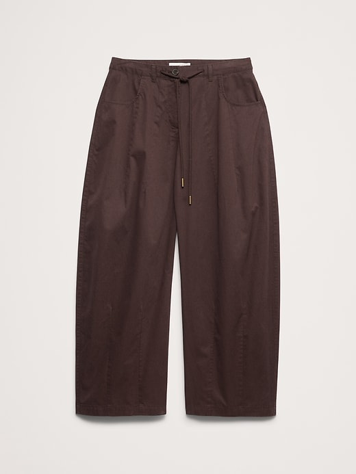 Mid-Rise Barrel Cotton Poplin Pant