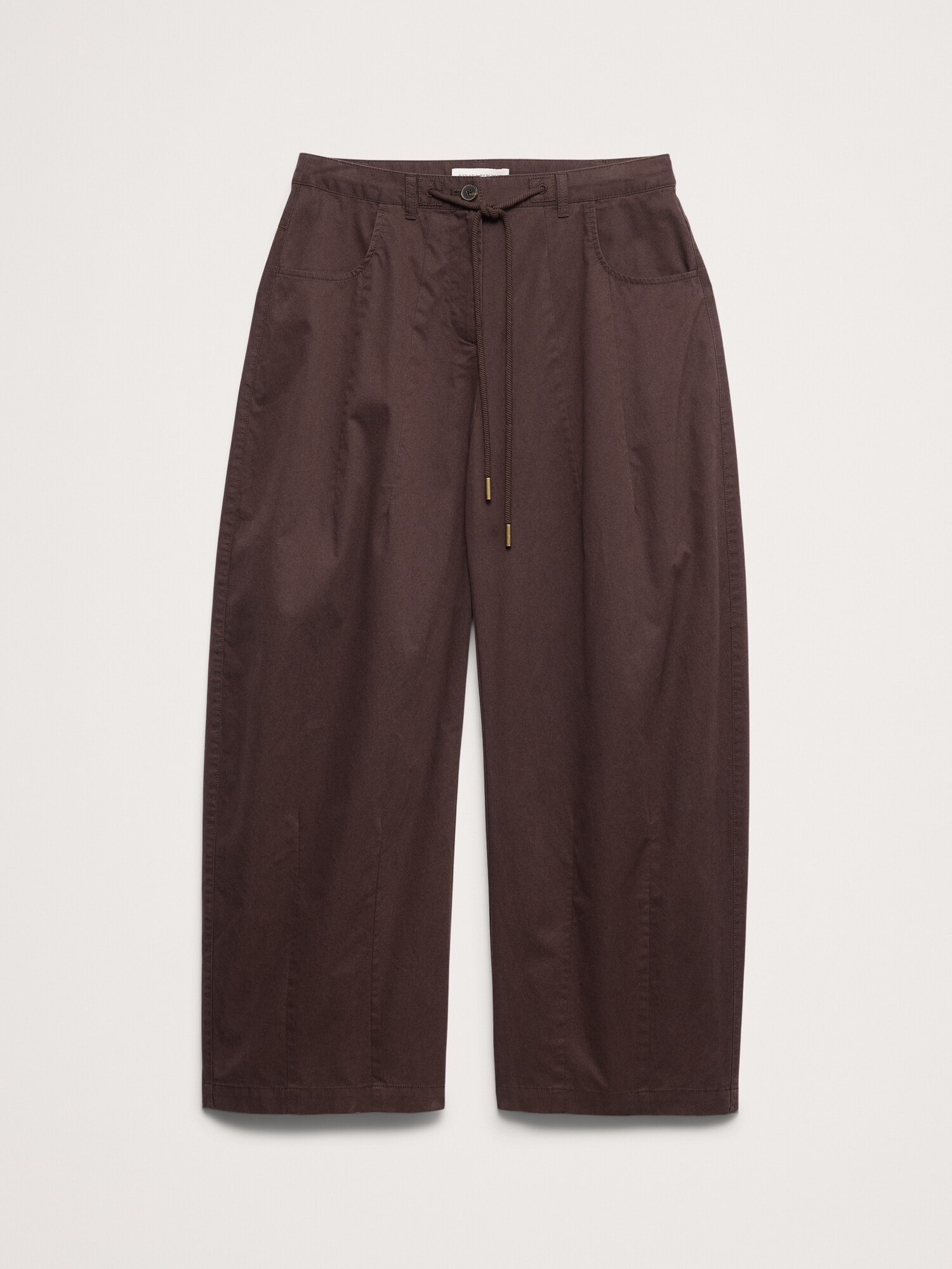 L'image numéro 5 présente Pantalon coupe baril taille mi-basse en popeline de coton