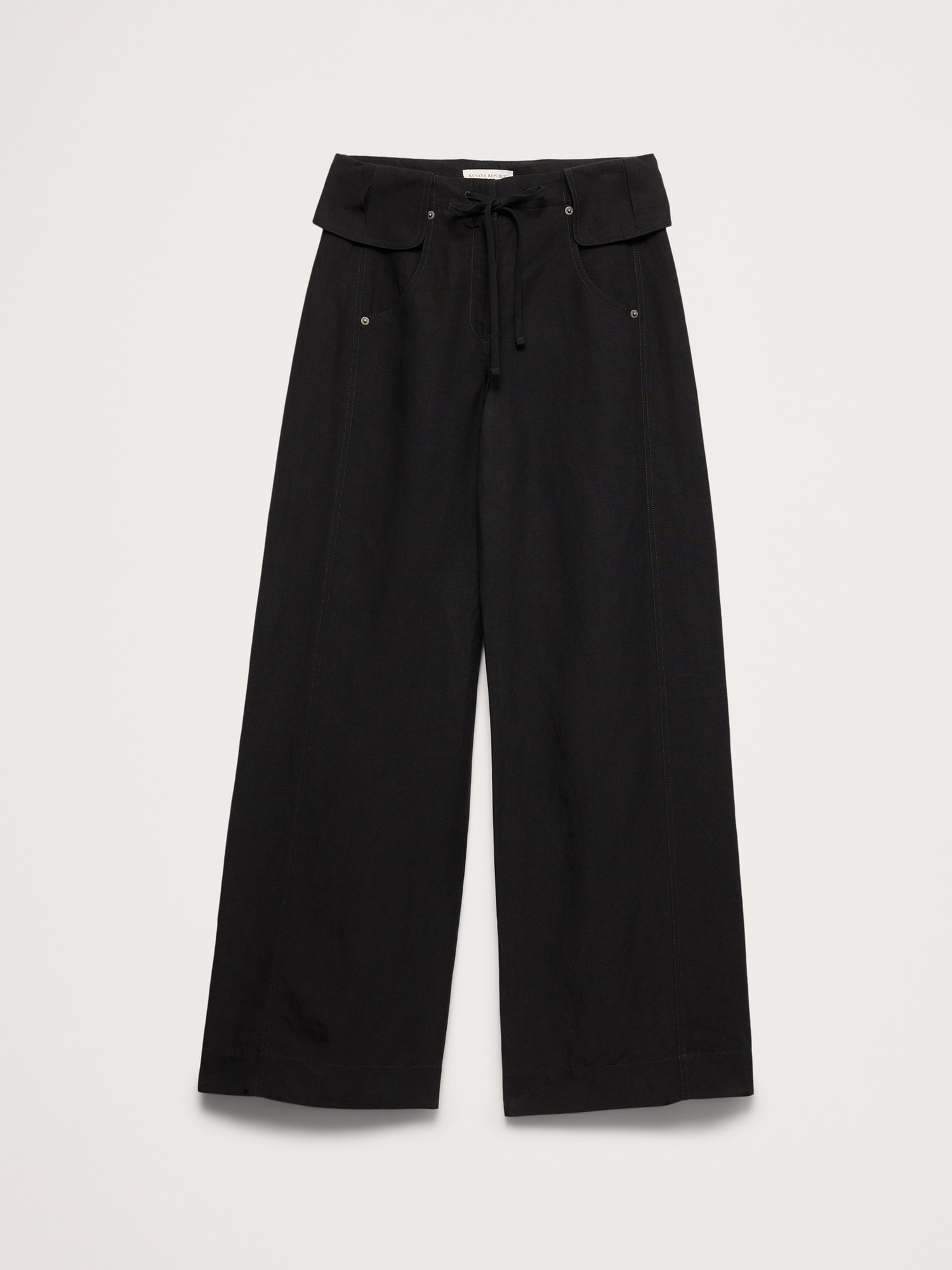 Image number 5 showing, Wide-Leg TENCEL™-Linen Pant with Foldover Waistband