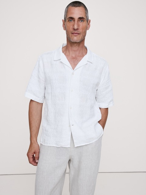 CHEMISE DE VACANCES DÉCONTRACTÉE EN LIN BRODÉ