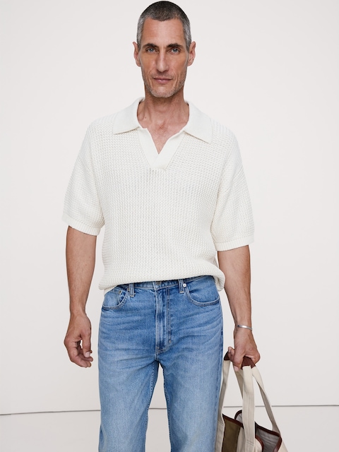 POLO EN COTON À POINT ZIGZAG