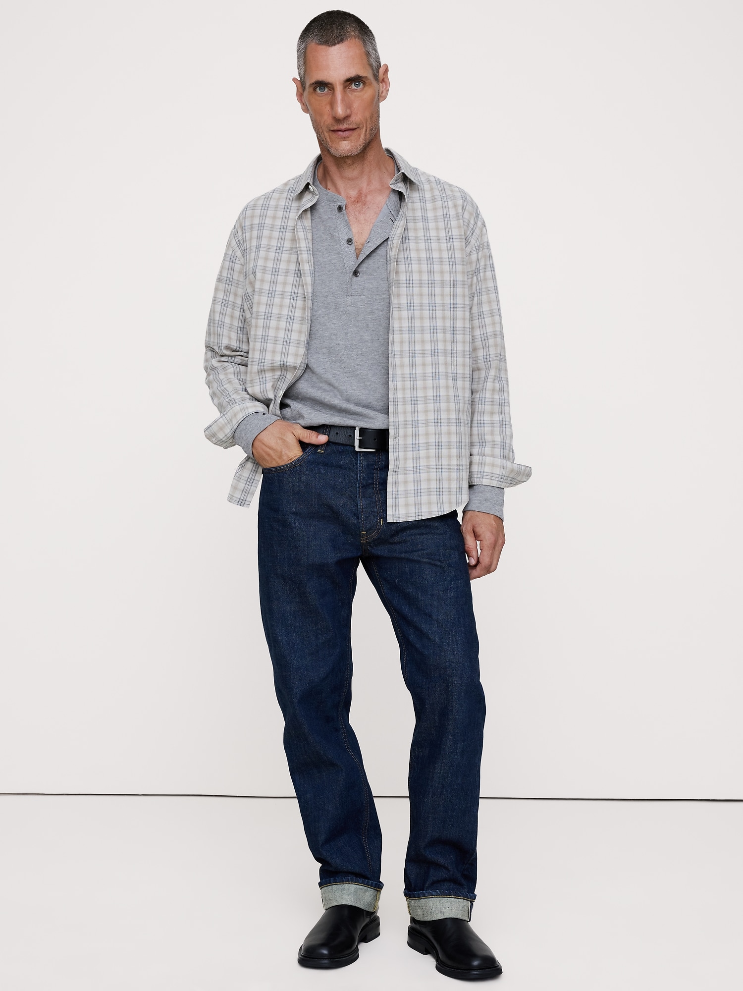 Slub Double-Knit Henley T-Shirt