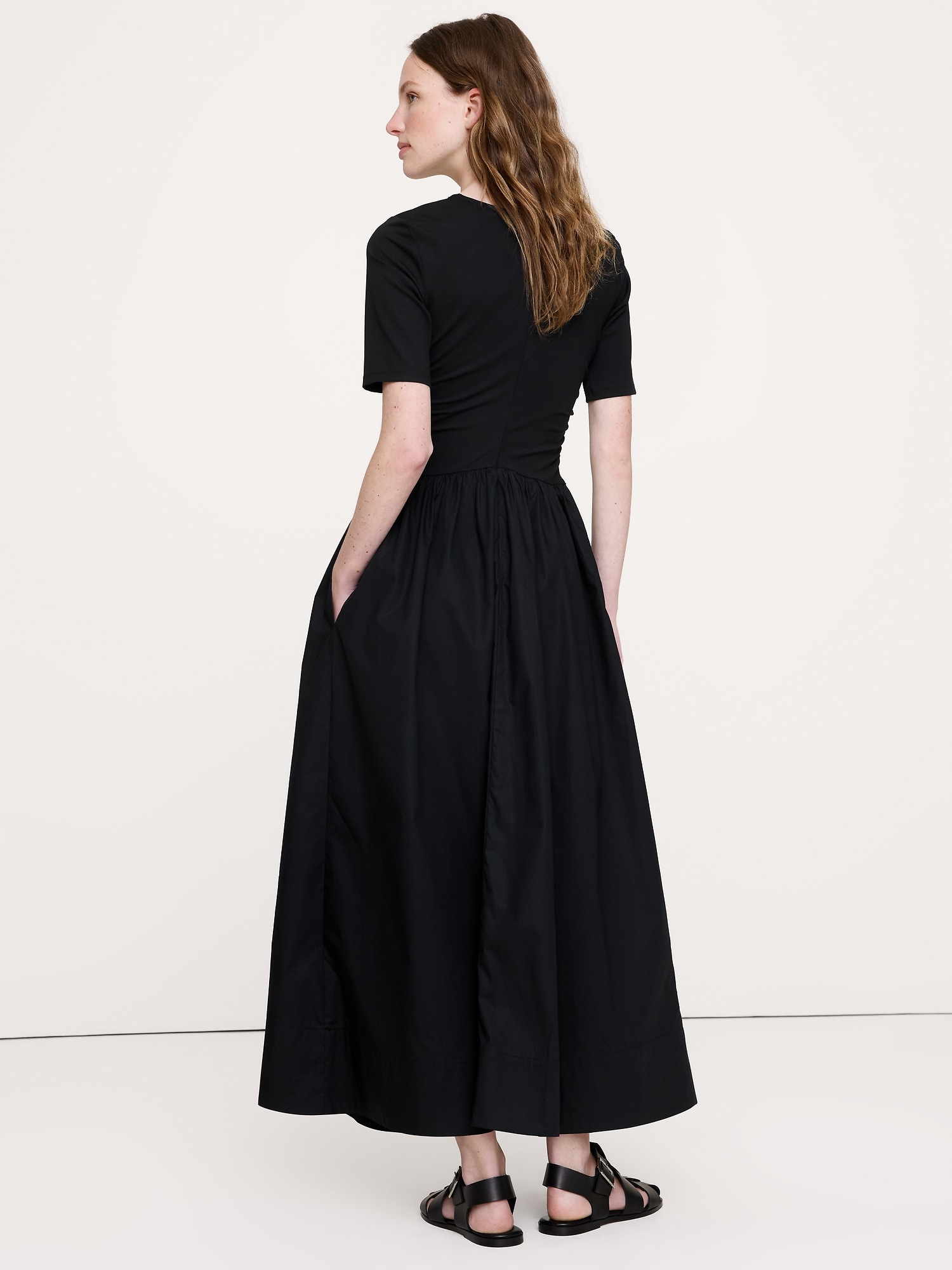 Jersey + Cotton Poplin Maxi Dress