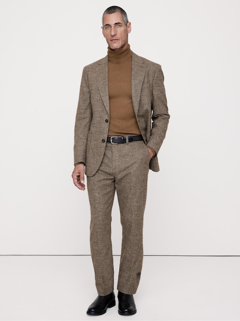 PANTALON DE COMPLET AJUSTÉ CINTRÉ EN FLANELLE À PLIS