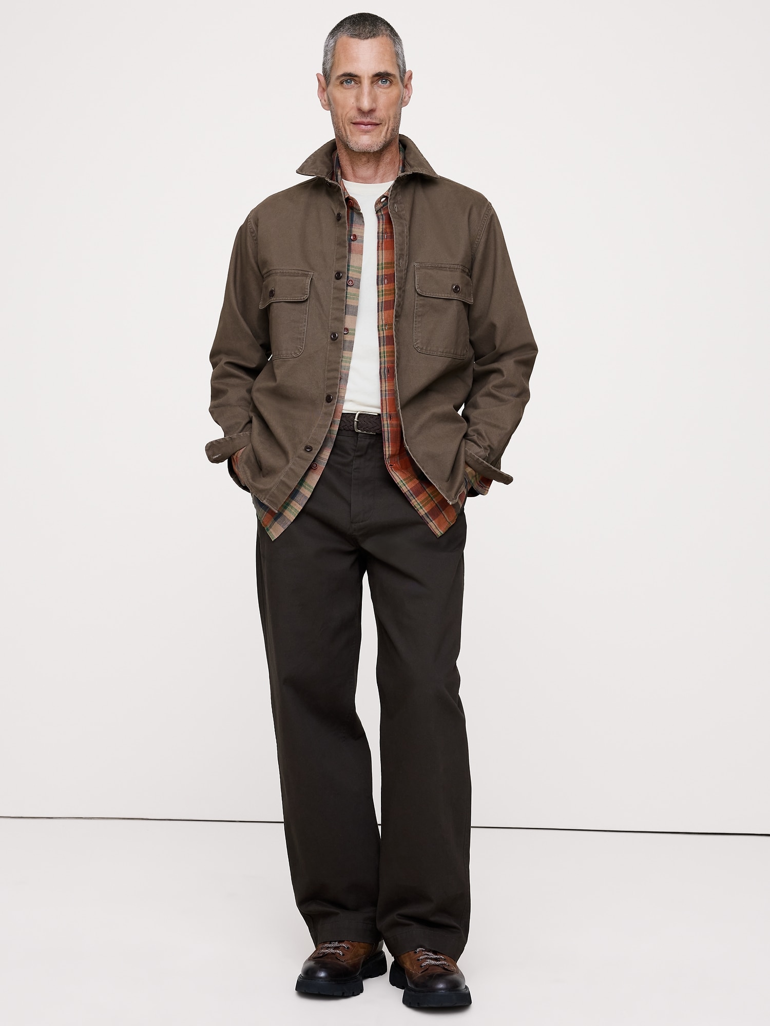 L'image numéro 1 présente Veste-chemise en sergé de coton