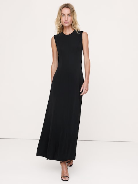 ROBE LONGUE À PANNEAUX EN JERSEY MAT