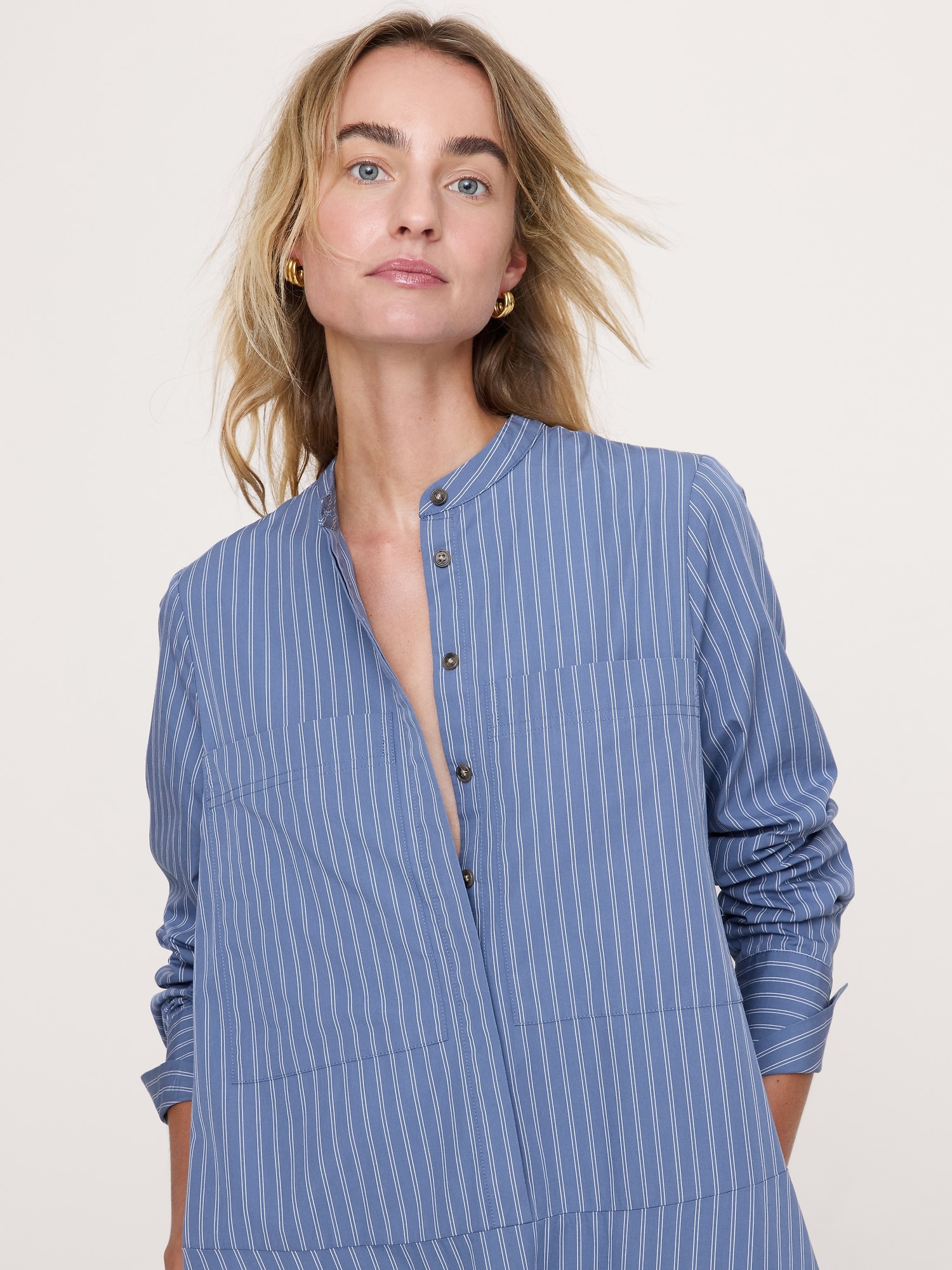 Cotton Trapeze Shirt Dress