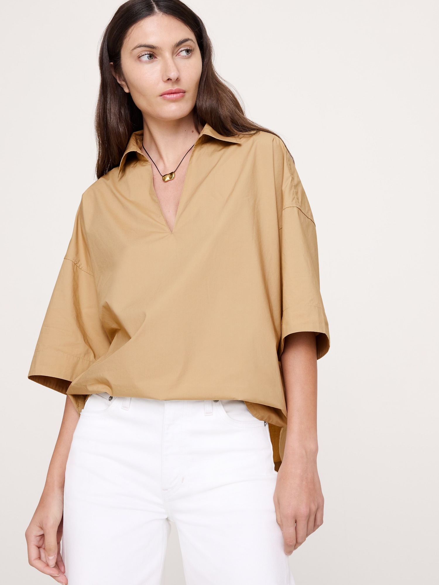 Image number 1 showing, Cotton Poplin Popover Tunic