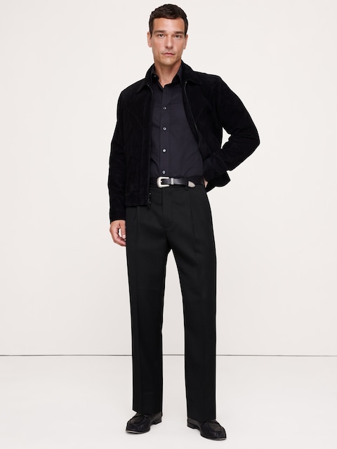 PANTALON HABILLÉ À COUPE CLASSIQUE FUSELÉE EN SERGÉ