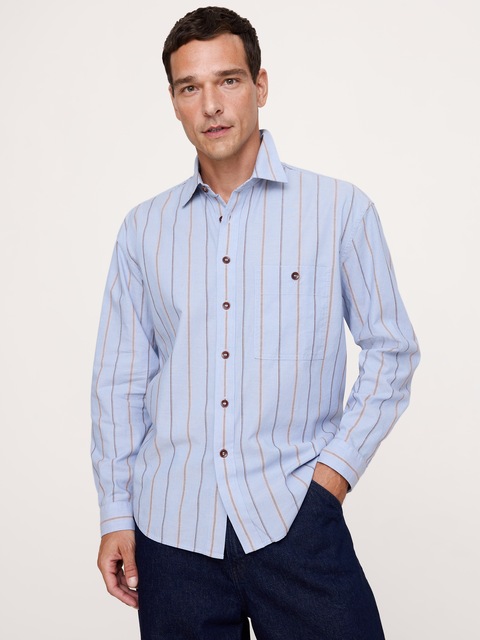 CHEMISE DÉCONTRACTÉE EN POPELINE DE COTON DÉLAVÉE