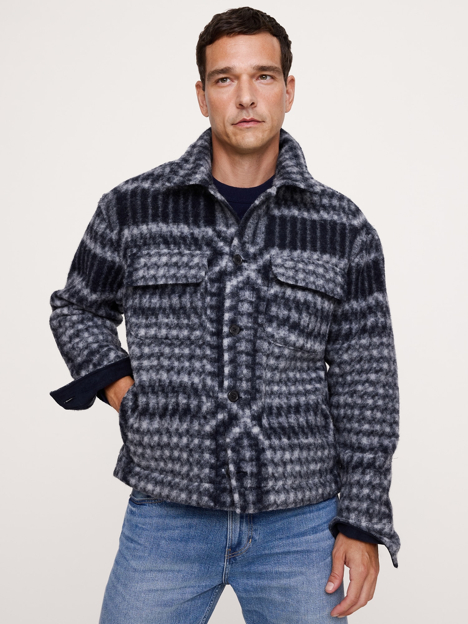 Boiled Wool-Blend Shirt Jacket