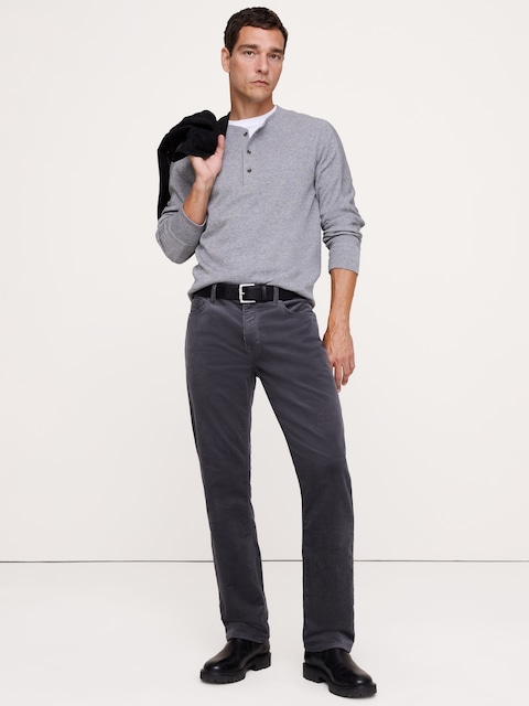 PANTALON VOYAGEUR DROIT EN VELOURS CÔTELÉ - Bleu