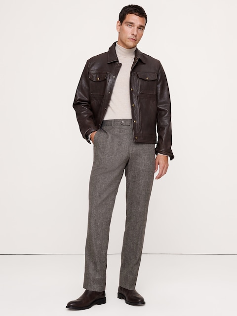 PANTALON HABILLÉ COUPE ÉTROITE CINTRÉE EN TISSU INFROISSABLE À CHEVRONS