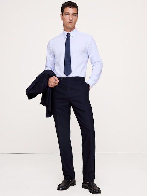 PANTALON DE COMPLET EN LAINE ITALIENNE BARATHÉA À COUPE ÉTROITE RAFFINÉE