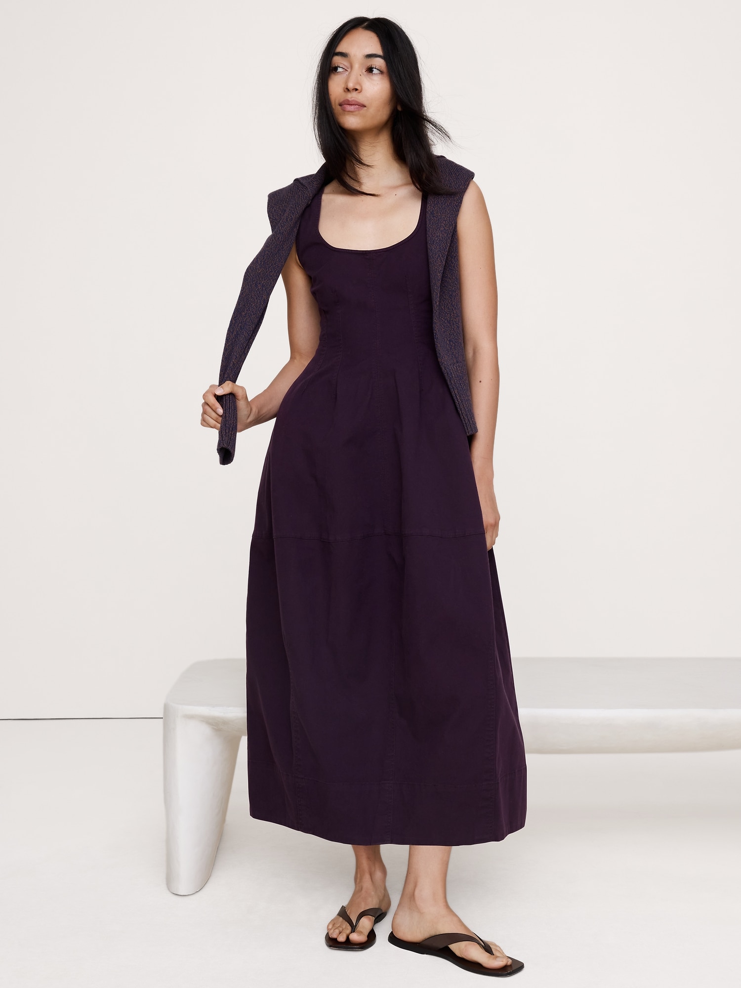 Image number 1 showing, Stretch-Cotton Barrel Midi Dress