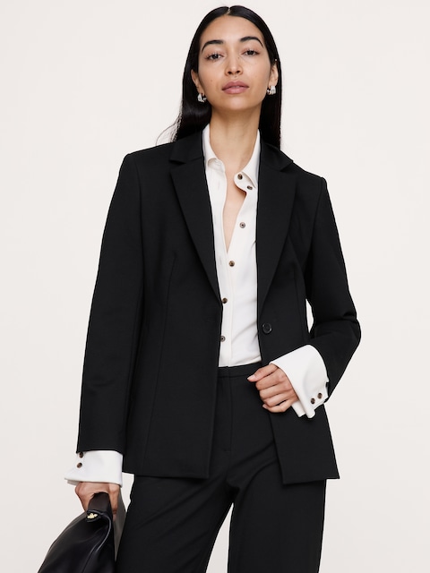 BLAZER TOUT-ALLER AJUSTÉ EN TRICOT POINT DE ROME