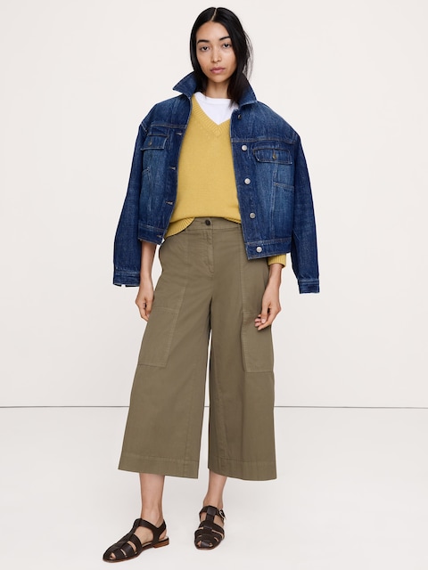 PANTALON GAUCHO EN SERGÉ DE COTON