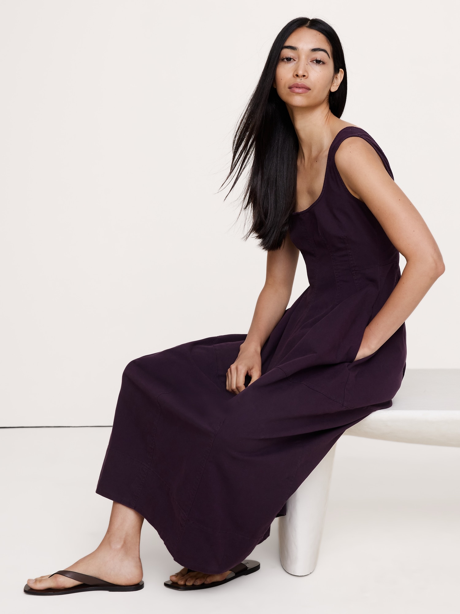 Image number 6 showing, Stretch-Cotton Barrel Midi Dress