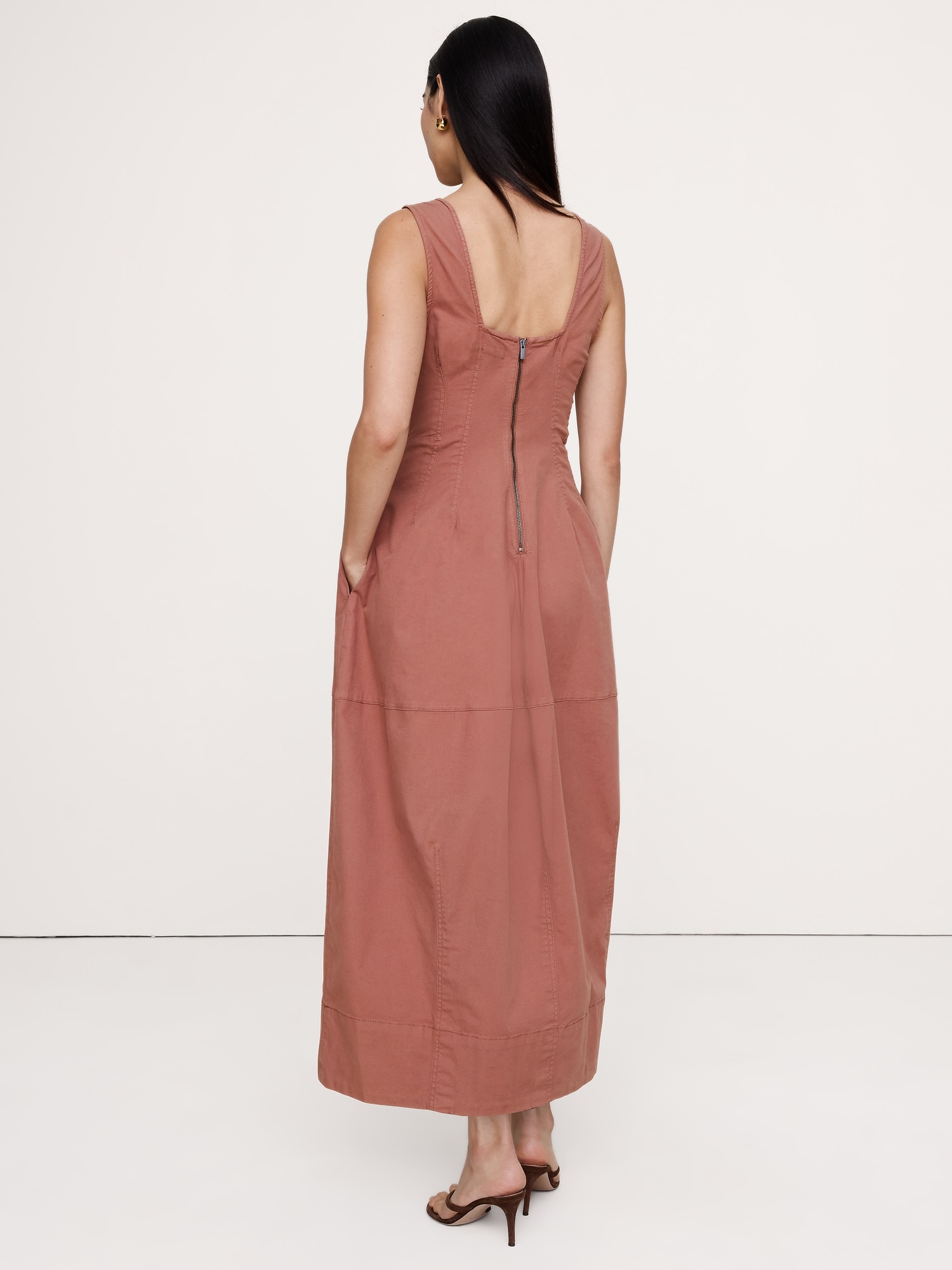 Image number 3 showing, Stretch-Cotton Barrel Midi Dress