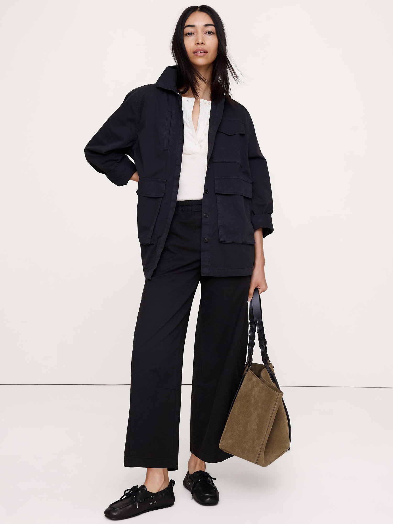 Image number 1 showing, Mid-Rise Relaxed Painter Pull-On Pant