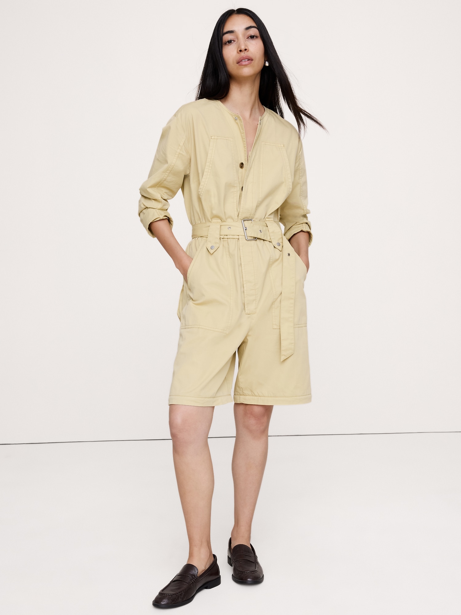 Oversized Cotton Twill Utility Jumpsuit