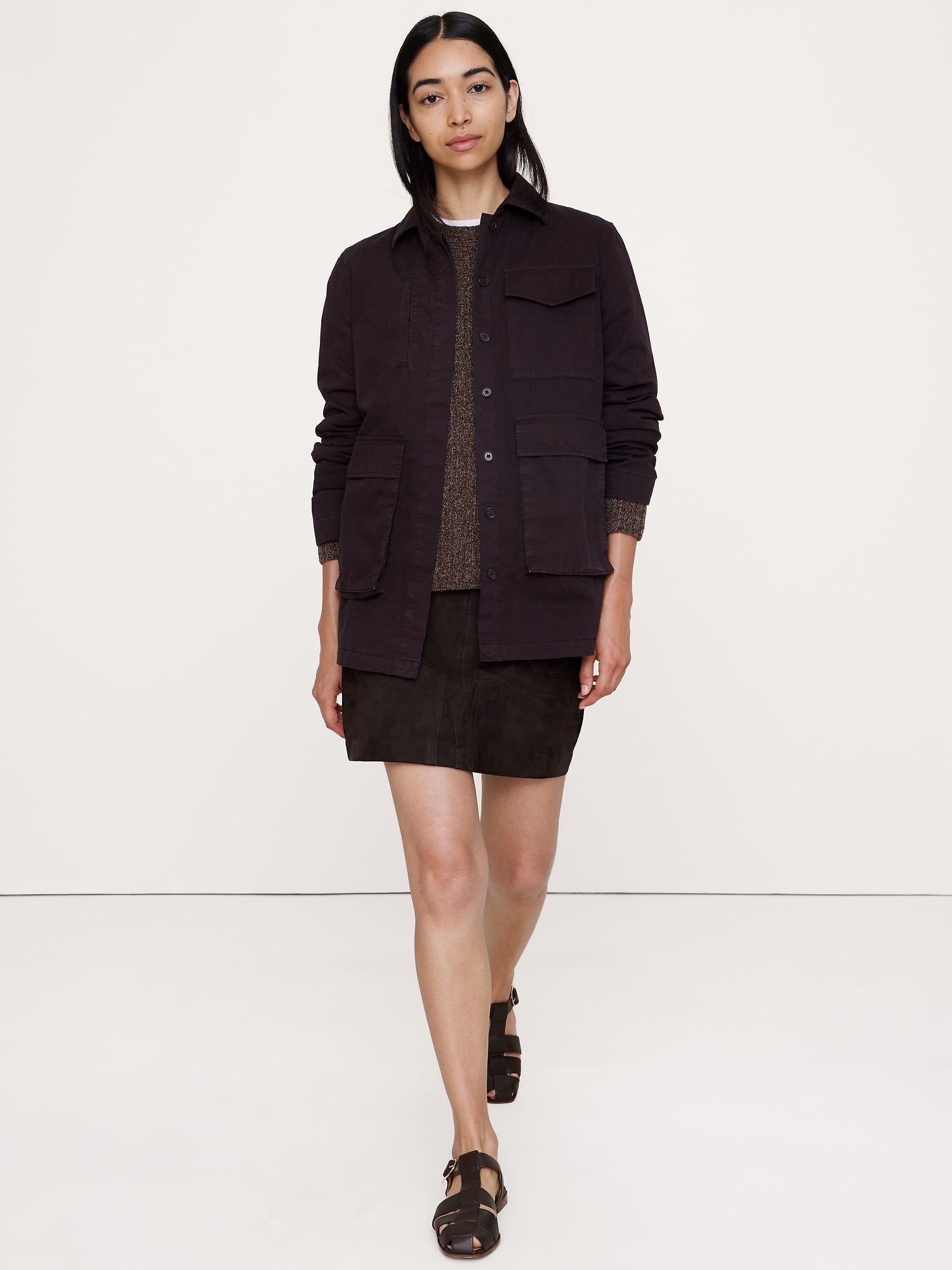 L'image numéro 1 présente Veste-chemise en sergé de coton