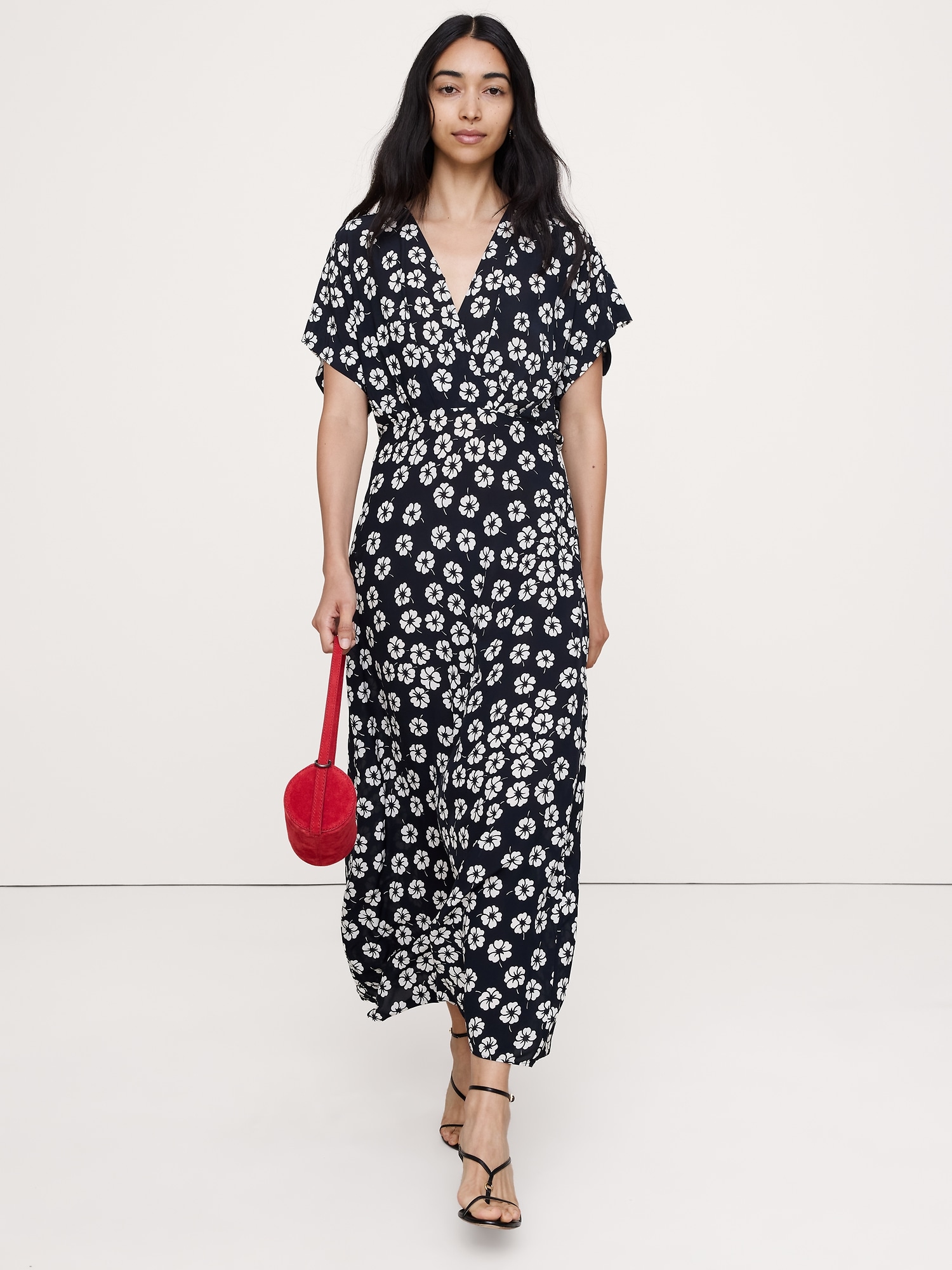 Crepe Wide-Sleeved Maxi Dress